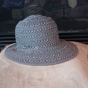 Black & White Braided Straw Sun Hat for Women